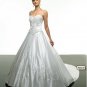 A-Line/Princess spaghetti straps sweetheart Chapel Train satin wedding dress (WD5829) for brides