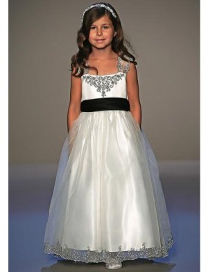 A-Line Square Tea-length Organza Flower girls Dress new Style(FGD0039)