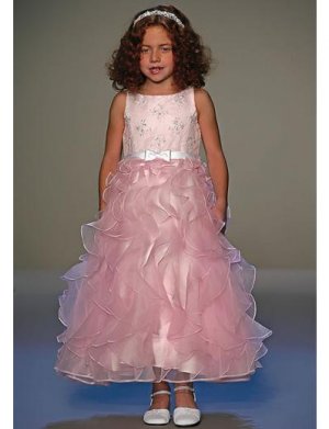 A-Line Round-neck Tea-length Organza Flower girls Dress new Style(FGD0038)