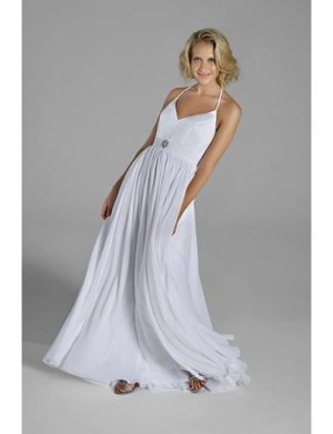 A-Line/Princess spaghetti straps Brush Train Chiffon wedding dress(WEDS0023) for brides new style