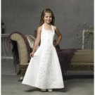 A-line Halter Top Tea-length Satin Flower girls Dress new style(FGD0080)