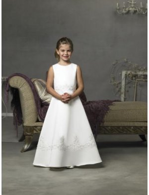 A-line Round-neck Tea-length Satin Flower girls Dress NEW style(FGD0077)