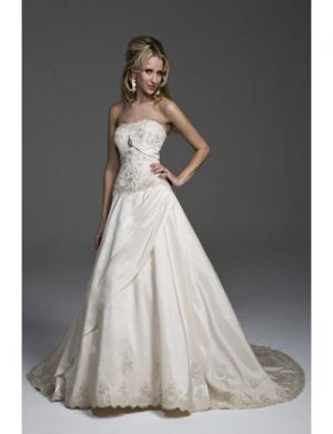 A-Line/Princess Strapless Chapel Train Taffeta wedding dress(WEDS0027) for brides new style
