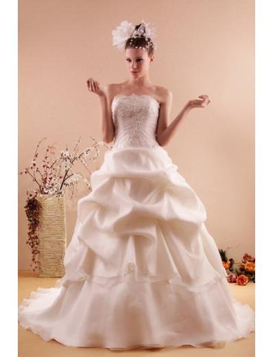 Ball Gown Strapless Chapel train Satin wedding dress for brides new style(WD04)
