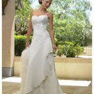 A-Line Princess Spaghetti Chapel Train Organza wedding dress (WS2102)