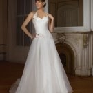A-line/Princess Halter Top Cathedral Train Taffate Organza wedding dress (WD27) for brides new style