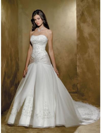 A-line/Princess Strapless Cathedral Train Satin wedding dress (WDA32) for brides new style