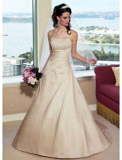 A-Line/Princess Strapless Chapel Train Taffeta wedding dress (WS2101) for brides new style