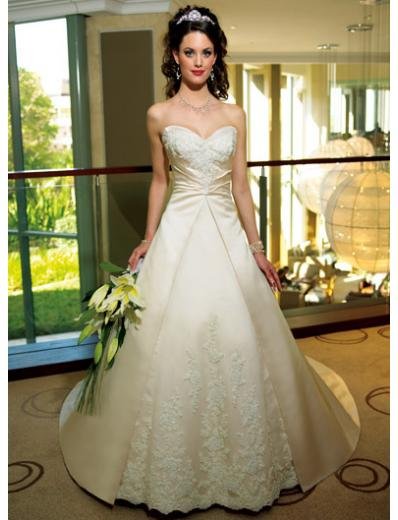 A-Line/Princess Sweetheart Cathedral Train Satin wedding dress (WS2009) for brides new style