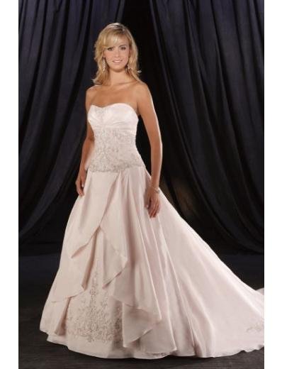 A-Line/Princess Strapless Cathedral Train Satin wedding dress (WD1325) for brides new style