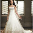 A-Line/Princess Strapless Cathedral Train Satin wedding dress (WD1141) for brides new style