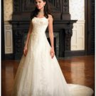 A-Line/Princess Bateau Chapel Train Organza wedding dress (WD1120) for brides new style