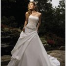 A-Line/Princess Strapless Cathedral Train Satin wedding dress (WD1296) for brides new style