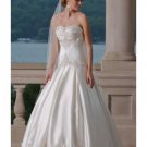A-Line/Princess Strapless Chapel Train Satin wedding dress (WS2003) for brides new style