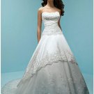 A-Line/Princess Strapless Chapel Train Taffeta,Lace wedding dress (WS0039)