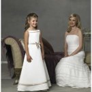 A-line Off-the-shoulder Tea-length Satin Flower girls Dress 2010 style(FGD0074)