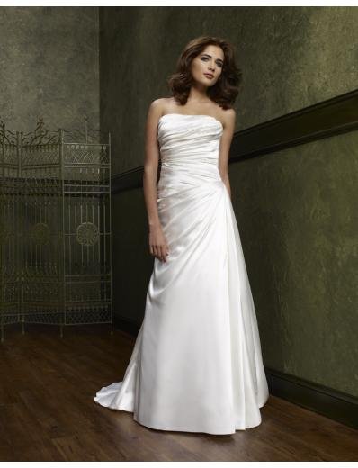 A-Line/Princess Strapless Chapel Train Satin wedding dress(WEDS0009) for brides new style