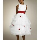 A-line Round-neck Tea-Length Organza Flower Girl Dress 2010 style(FGD0124)