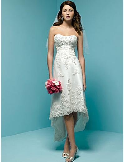 A-Line/Princes Strapless Cocktail satin wedding dress(BST0060) for brides new style