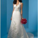 A-Line/Princess V-neck Chapel Train Satin wedding dress (WS0009)  for brides new style