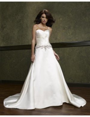 A-Line/Princess Sweetheart Chapel Train Satin wedding dress(WEDS0001) for brides new style