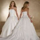 A-Line/Princes Strapless Chapel train organza satin wedding dress(BST0048) for brides new style