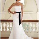 A-Line/Princes Strapless Chapel train satin wedding dress(SEW0036) for brides new style