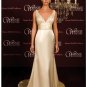 A-Line/Princess V-neck Chapel Train Satin wedding dress(SEW0016)  for brides new style