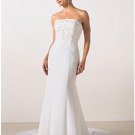 A-Line/Princess Strapless Chapel Train Satin wedding dress (SEW0006) for brides new style