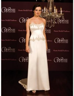 A-Line/Princess Strapless Chapel Train Satin wedding dress (SEW0020) for brides new style