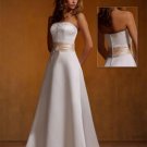 A-Line/Princess Strapless Chapel Train Satin wedding dress (SEW0029) for brides new style