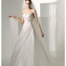 A-Line/Princess Strapless Chapel Train Satin wedding dress for brides new Style(WDS0236)