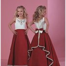 A-line Scoop Floor Length Satin Flower girls Dress 2010 style(FGD0049)