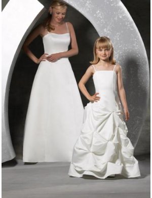A-line Spaghetti Straps Floor Length Satin Flower girls Dress new style(FGD0052)