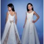 A-line V-neck Floor Length Satin Flower girls Dress 2010 style(FGD0048)