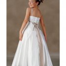 A-Line Square Tea-length Satin Flower girls dress 2010 Style(FGD0001)