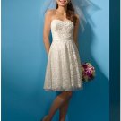 A-Line/Princess Strapless knee-length Satin Lace wedding dress (WS0027) for brides new style