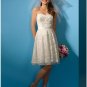 A-Line/Princess Strapless knee-length Satin Lace wedding dress (WS0027) for brides new style