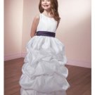 A-line Scoop Knee-Length Satin Flower Girl Dress 2010 style(FGD0091)