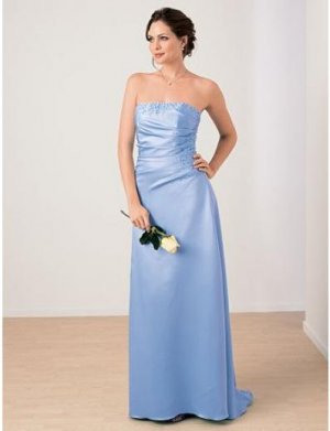 Column/Sheath Strapless Brush Train Satin Mother of the Bride Dresses new style(MWYN113)