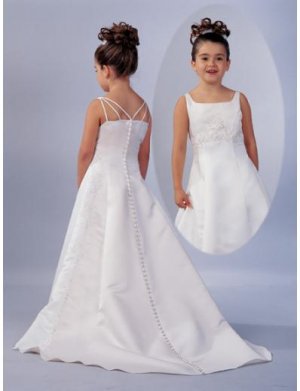 A-line Scoop Chapel Train Satin Flower girls Dress NEW style(FGD0045)
