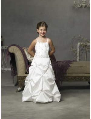 A-line/Princess Spagetti Straps Floor Length Satin Flower Girl Dress NEW style(FGD0082)