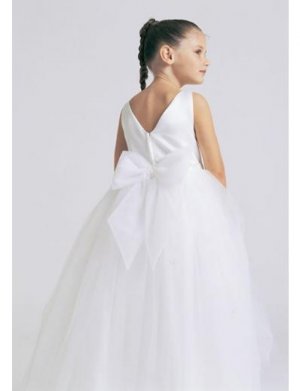 A-line Bateau Tea-length Organza Flower girls Dress 2010 style(FGD0041)