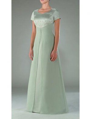 A-Line Scoop Floor- Length Satin Mother of the Bride Dresses new Style(MWYN001)