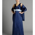 A-Line V-neck Floor Length Satin Mother of the Bride Dresses(MBD0095)