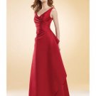 A-Line V-neck Floor Length Satin Mother of the Bride Dresses(MBD0098)
