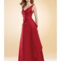 A-Line V-neck Floor Length Satin Mother of the Bride Dresses(MBD0098)