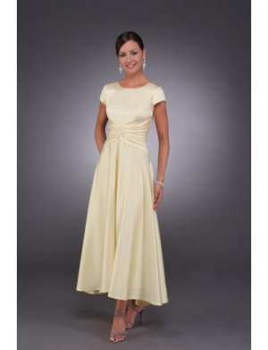 A-Line Round-neck Tea-length Satin Mother of the Bride Dresses new style(MWYN055)