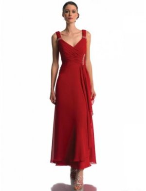A-Line V-neck Tea-length Chiffion Mother of the Bride Dresses new style(MWYN098)