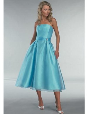 A-Line/Princess Strapless Tea-length Satin Bridesmaid Dress for brides new Style(BD0359)